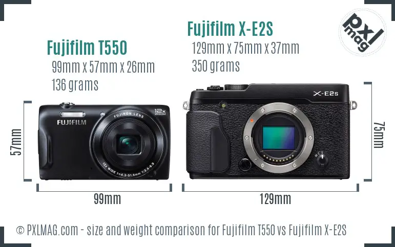 Fujifilm T550 vs Fujifilm X-E2S size comparison