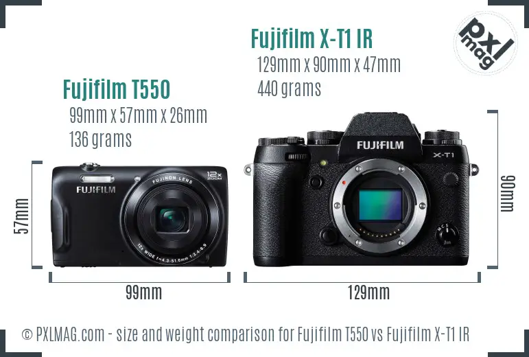 Fujifilm T550 vs Fujifilm X-T1 IR size comparison