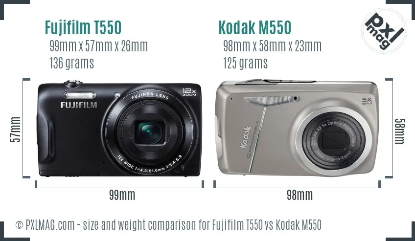 Fujifilm T550 vs Kodak M550 size comparison Fujifilm T550 vs Kodak M550 size comparison