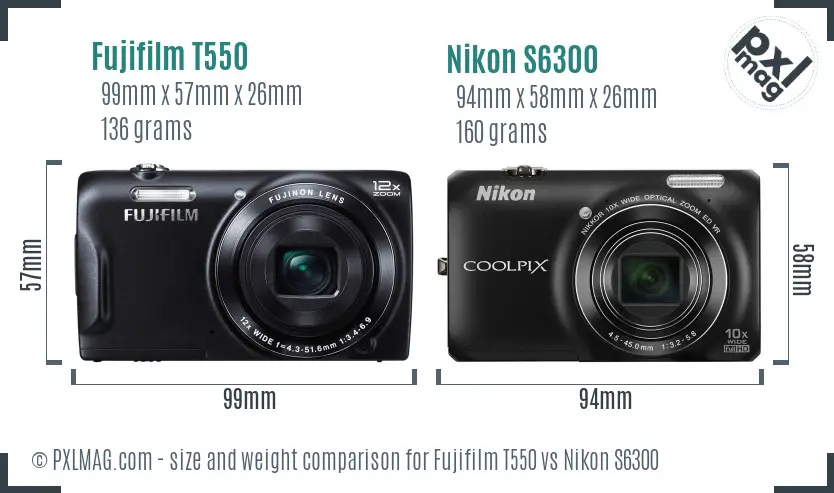 Fujifilm T550 vs Nikon S6300 size comparison Fujifilm T550 vs Nikon S6300 size comparison