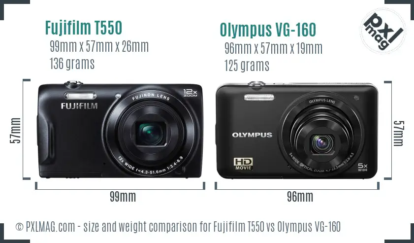 Size comparison FujiFilm T550 vs Olympus VG-160