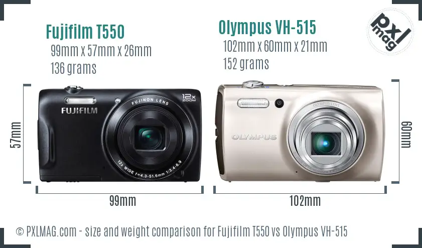 Fujifilm T550 vs Olympus VH-515 size comparison