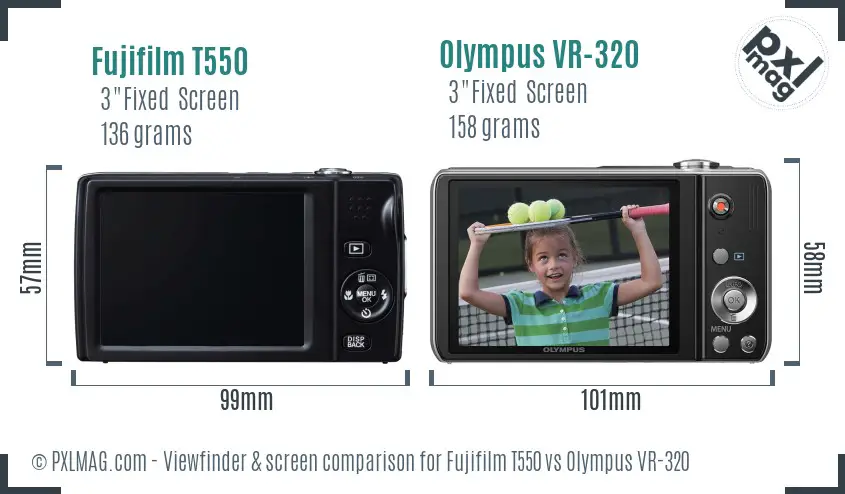 Fujifilm T550 vs Olympus VR-320 Screen and Viewfinder comparison