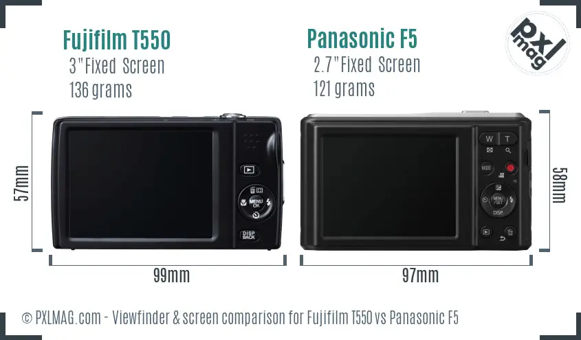 Fujifilm T550 vs Panasonic F5 Screen and Viewfinder comparison