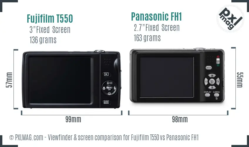 Fujifilm T550 vs Panasonic FH1 Screen and Viewfinder comparison