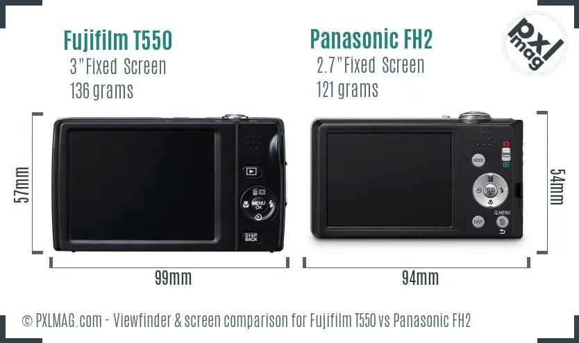 Fujifilm T550 vs Panasonic FH2 Screen and Viewfinder comparison