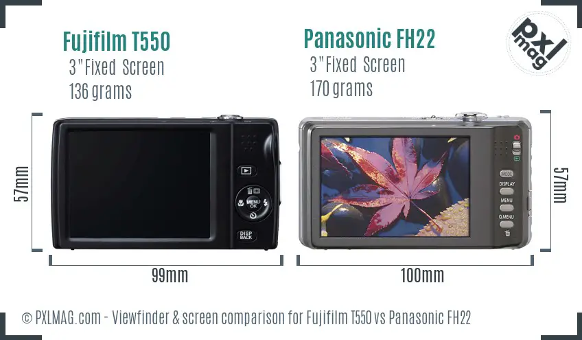 Fujifilm T550 vs Panasonic FH22 Screen and Viewfinder comparison Fujifilm T550 vs Panasonic FH22 Screen and Viewfinder comparison