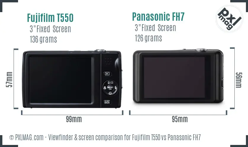 Fujifilm T550 vs Panasonic FH7 Screen and Viewfinder comparison