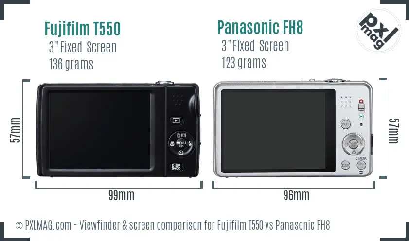 Fujifilm T550 vs Panasonic FH8 Screen and Viewfinder comparison