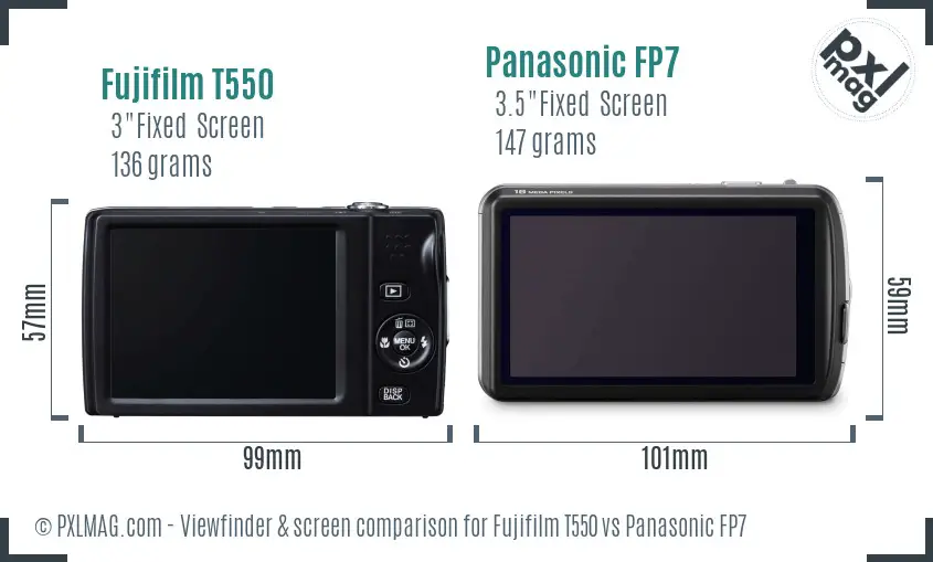 Fujifilm T550 vs Panasonic FP7 Screen and Viewfinder comparison