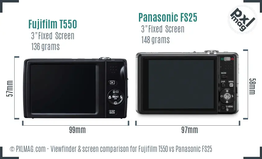 Fujifilm T550 vs Panasonic FS25 Screen and Viewfinder comparison Fujifilm T550 vs Panasonic FS25 Screen and Viewfinder comparison