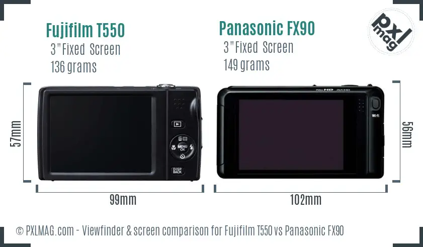 Fujifilm T550 vs Panasonic FX90 Screen and Viewfinder comparison Fujifilm T550 vs Panasonic FX90 Screen and Viewfinder comparison