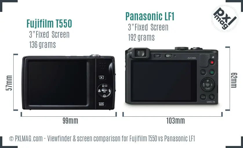 Fujifilm T550 vs Panasonic LF1 Screen and Viewfinder comparison Fujifilm T550 vs Panasonic LF1 Screen and Viewfinder comparison