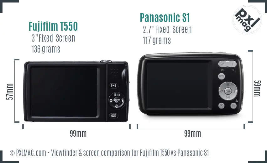 Fujifilm T550 vs Panasonic S1 Screen and Viewfinder comparison
