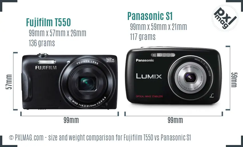 Fujifilm T550 vs Panasonic S1 size comparison