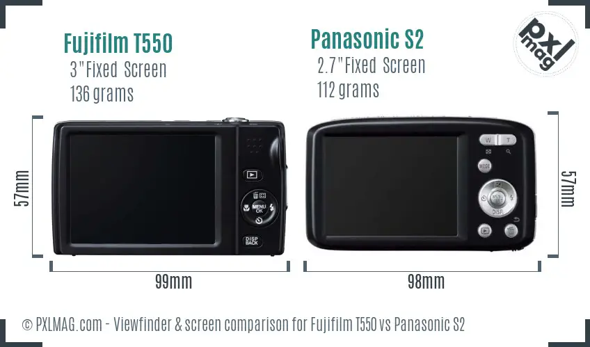 Fujifilm T550 vs Panasonic S2 Screen and Viewfinder comparison Fujifilm T550 vs Panasonic S2 Screen and Viewfinder comparison