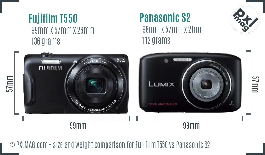 Fujifilm T550 vs Panasonic S2 size comparison Fujifilm T550 vs Panasonic S2 size comparison