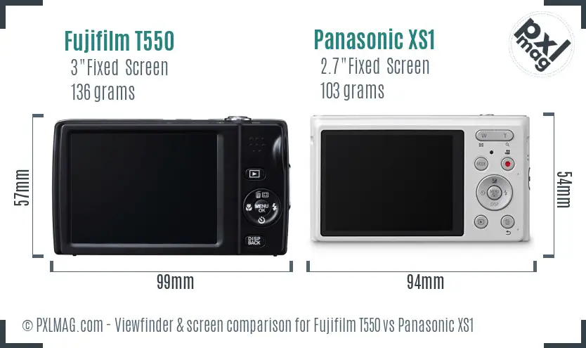 Fujifilm T550 vs Panasonic XS1 Screen and Viewfinder comparison