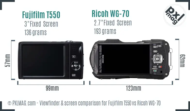 Fujifilm T550 vs Ricoh WG-70 Screen and Viewfinder comparison Fujifilm T550 vs Ricoh WG-70 Screen and Viewfinder comparison