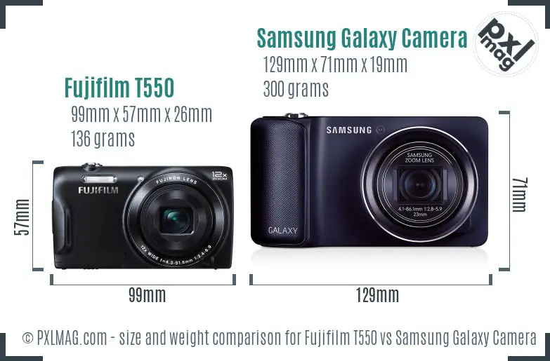 Fujifilm T550 vs Samsung Galaxy Camera size comparison Fujifilm T550 vs Samsung Galaxy Camera size comparison