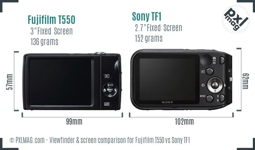 Fujifilm T550 vs Sony TF1 Screen and Viewfinder comparison