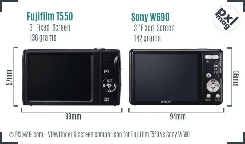 Fujifilm T550 vs Sony W690 Screen and Viewfinder comparison Fujifilm T550 vs Sony W690 Screen and Viewfinder comparison