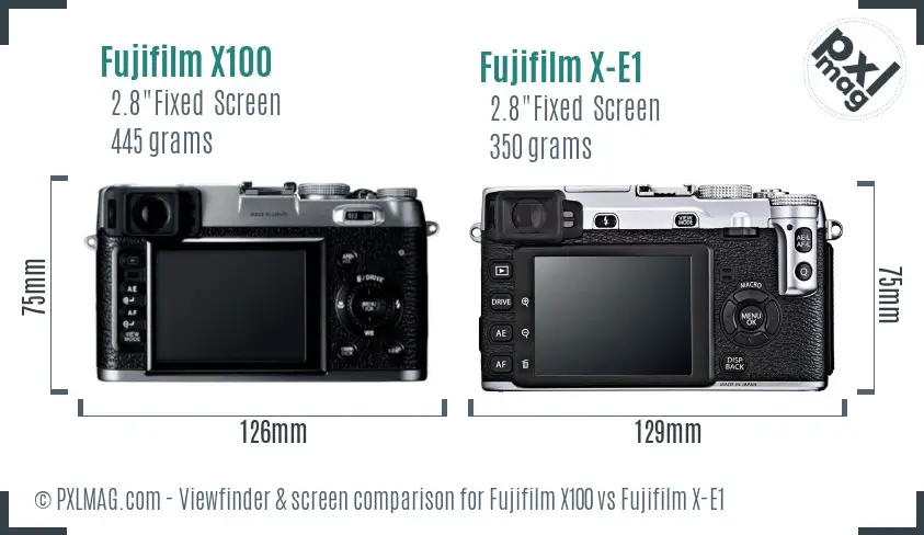 Fujifilm X100 vs Fujifilm X-E1 Screen and Viewfinder comparison