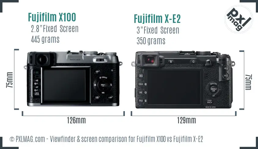 Fujifilm X100 vs Fujifilm X-E2 Screen and Viewfinder comparison