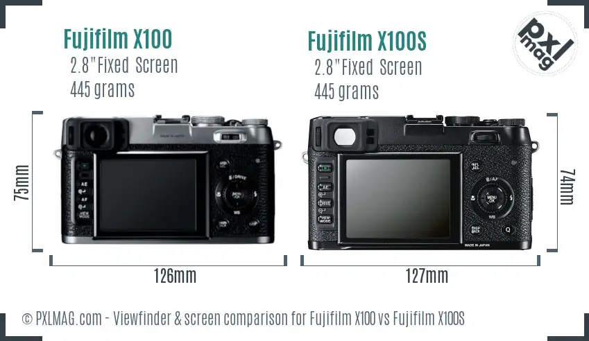 Fujifilm X100 vs Fujifilm X100S Screen and Viewfinder comparison