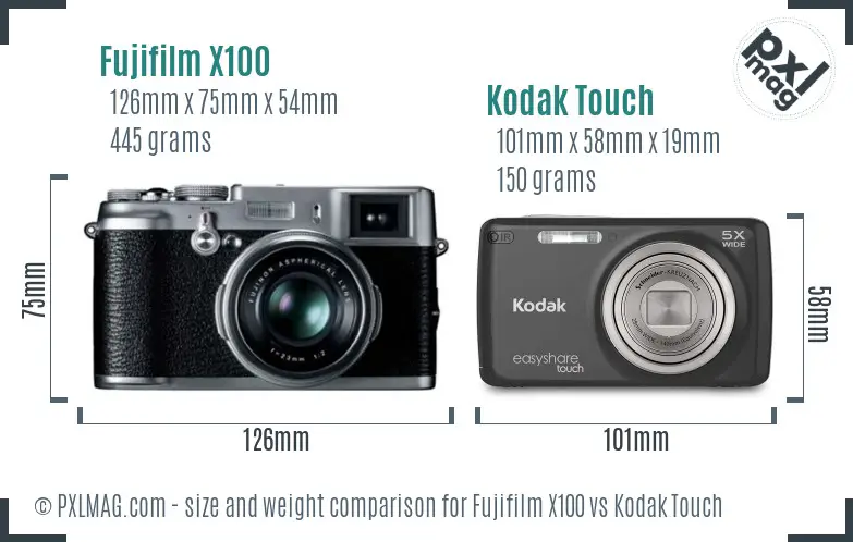 Fujifilm X100 vs Kodak Touch size comparison
