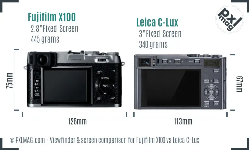 Fujifilm X100 vs Leica C-Lux Screen and Viewfinder comparison