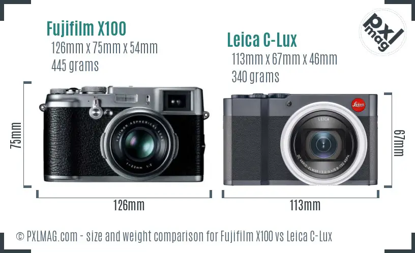 Fujifilm X100 vs Leica C-Lux size comparison