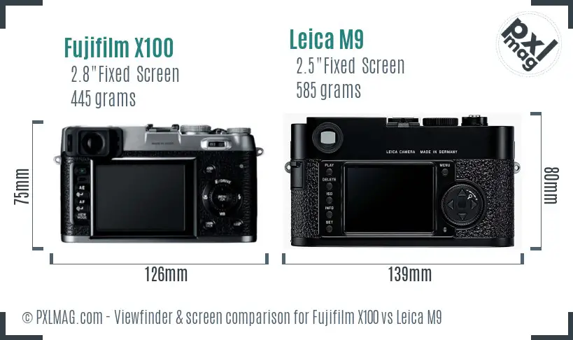Fujifilm X100 vs Leica M9 Screen and Viewfinder comparison Fujifilm X100 vs Leica M9 Screen and Viewfinder comparison