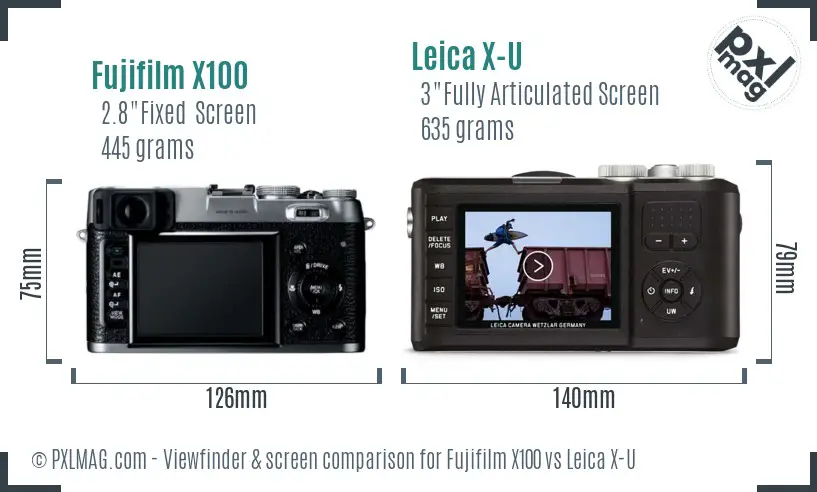 Fujifilm X100 vs Leica X-U Screen and Viewfinder comparison