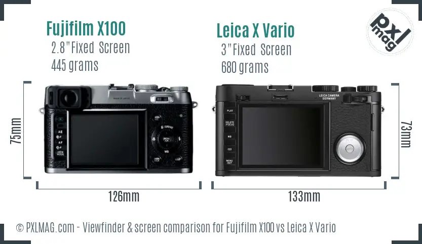 Fujifilm X100 vs Leica X Vario Screen and Viewfinder comparison