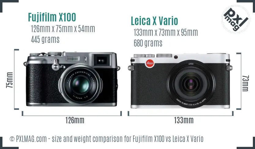 Fujifilm X100 vs Leica X Vario size comparison