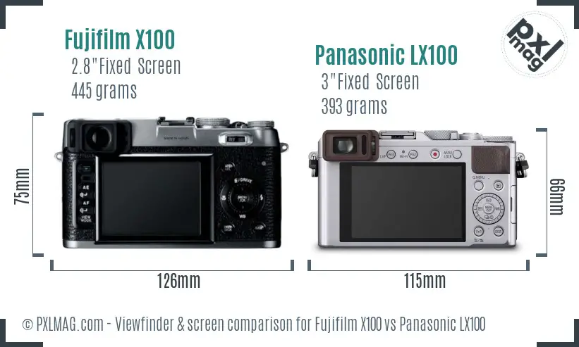 Fujifilm X100 vs Panasonic LX100 Screen and Viewfinder comparison