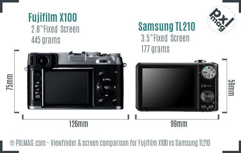 Fujifilm X100 vs Samsung TL210 Screen and Viewfinder comparison