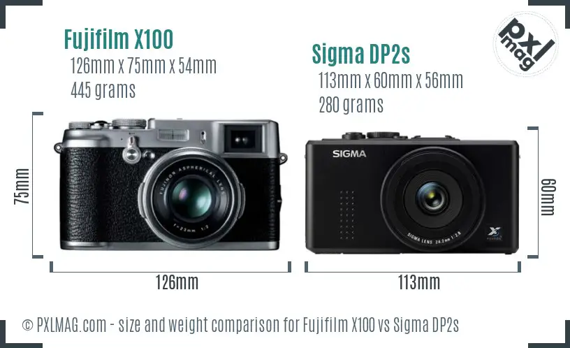 Fujifilm X100 vs Sigma DP2s size comparison