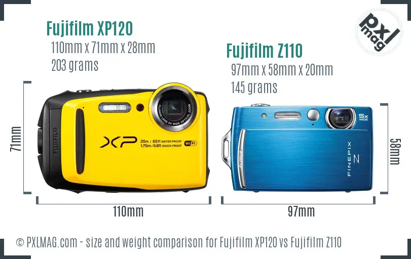 Fujifilm XP120 vs Fujifilm Z110 size comparison