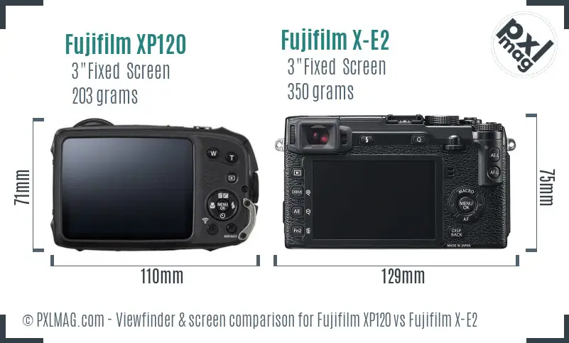 Fujifilm XP120 vs Fujifilm X-E2 Screen and Viewfinder comparison