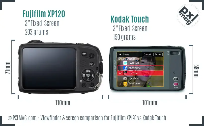 Fujifilm XP120 vs Kodak Touch Screen and Viewfinder comparison