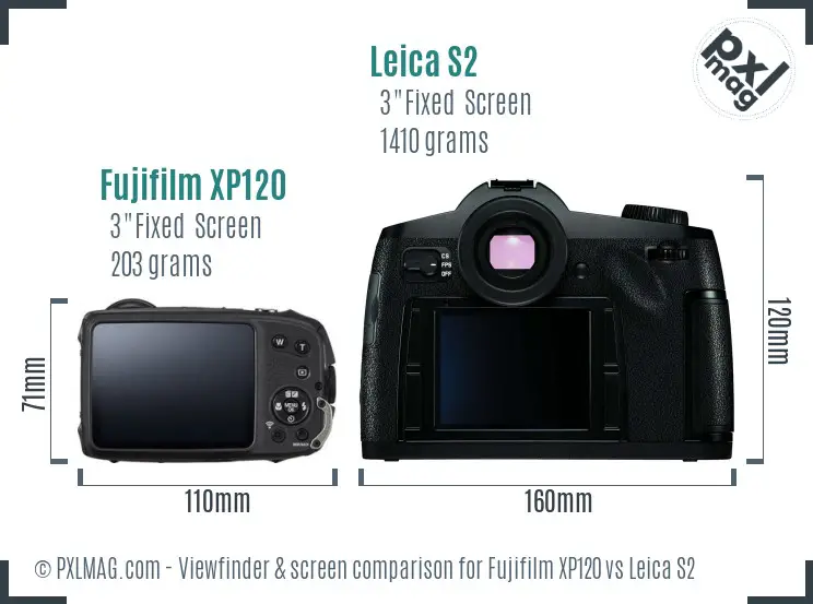 Fujifilm XP120 vs Leica S2 Screen and Viewfinder comparison