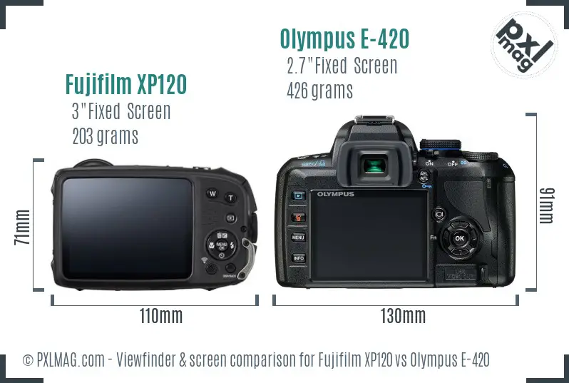 Fujifilm XP120 vs Olympus E-420 Screen and Viewfinder comparison