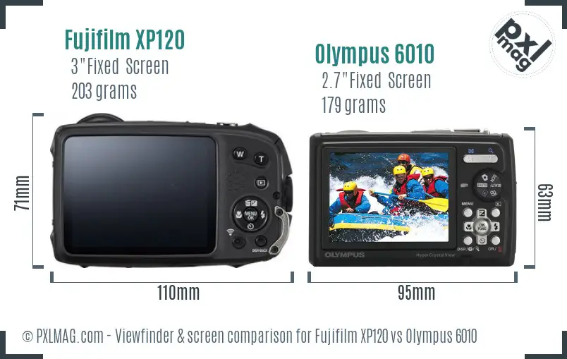 Fujifilm XP120 vs Olympus 6010 Screen and Viewfinder comparison Fujifilm XP120 vs Olympus 6010 Screen and Viewfinder comparison