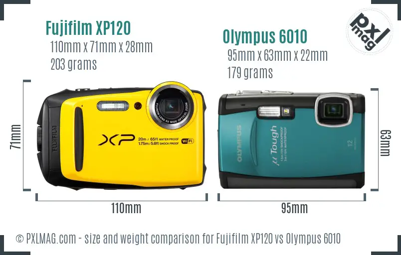 Fujifilm XP120 vs Olympus 6010 size comparison Fujifilm XP120 vs Olympus 6010 size comparison