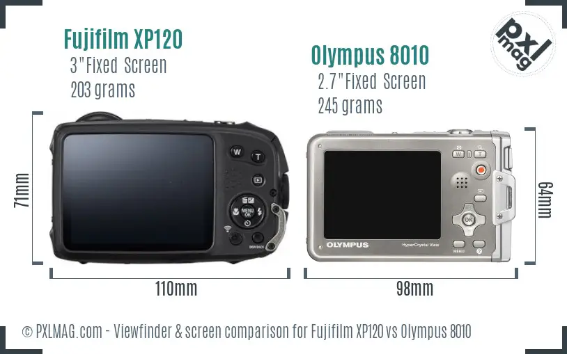 Fujifilm XP120 vs Olympus 8010 Screen and Viewfinder comparison Fujifilm XP120 vs Olympus 8010 Screen and Viewfinder comparison