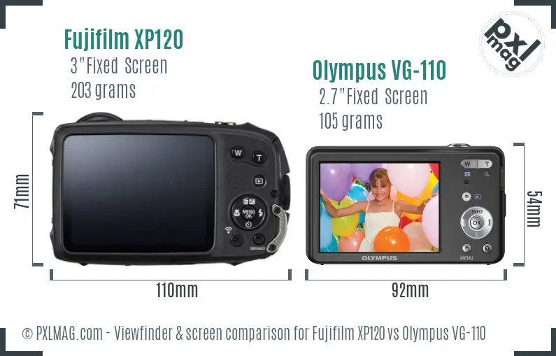 Fujifilm XP120 vs Olympus VG-110 Screen and Viewfinder comparison Fujifilm XP120 vs Olympus VG-110 Screen and Viewfinder comparison