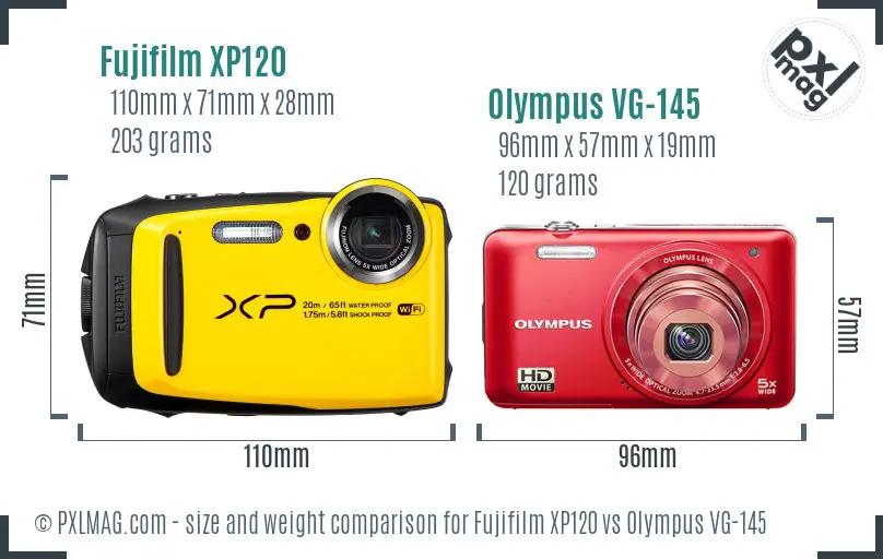 Fujifilm XP120 vs Olympus VG-145 size comparison