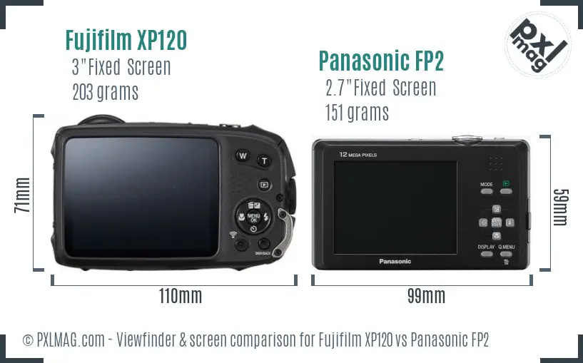 Fujifilm XP120 vs Panasonic FP2 Screen and Viewfinder comparison
